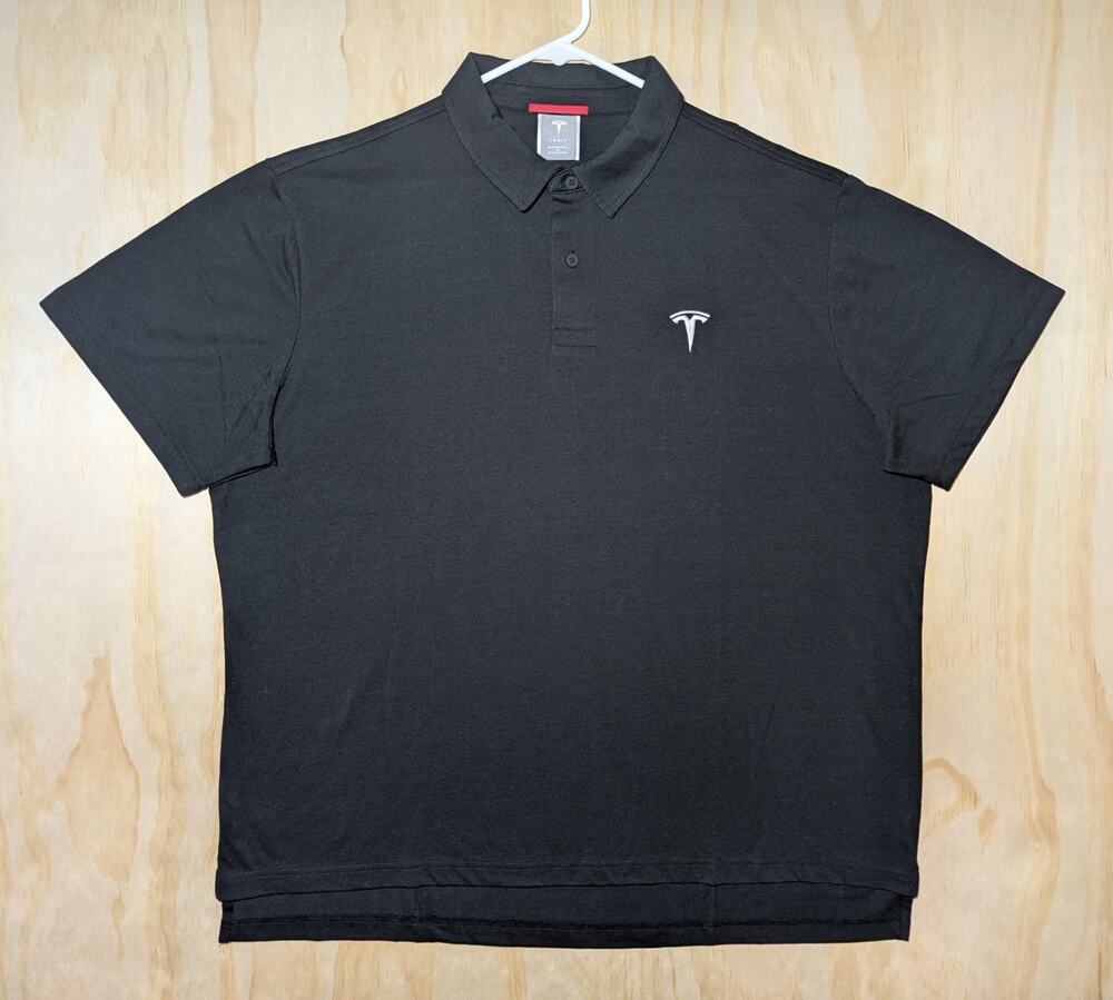 Tesla Men's 2XL Polo Shirt Black Short Sleeve Embroidered Logo Corporate Uniform